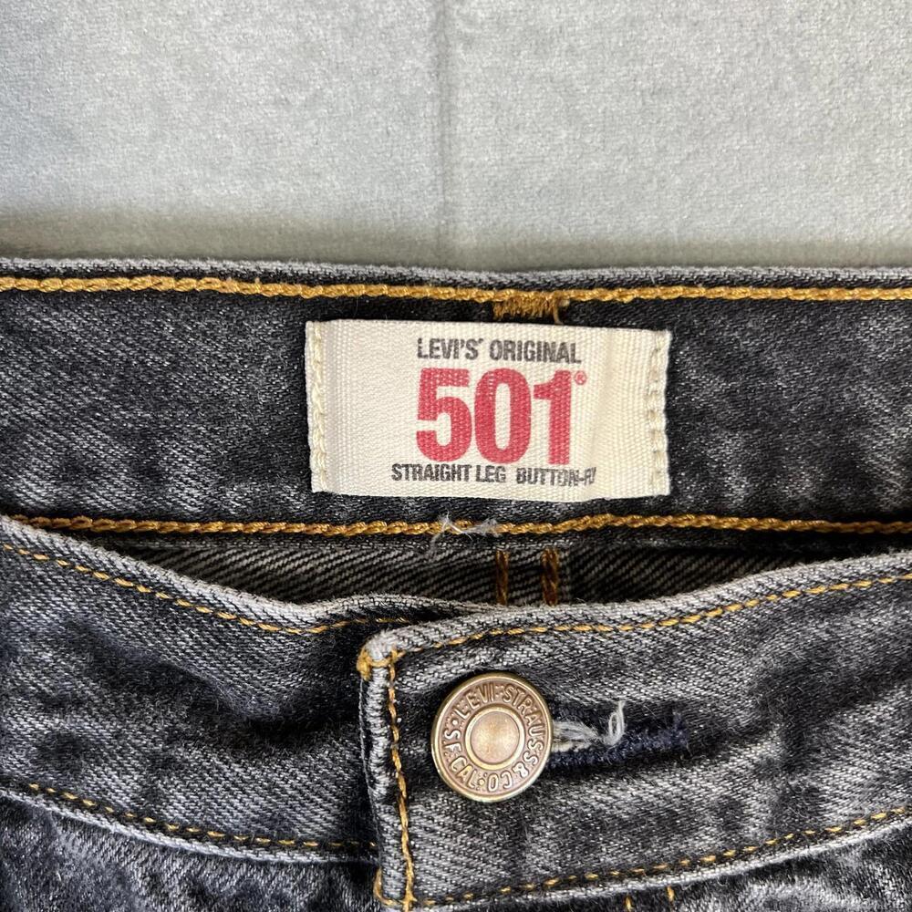 Levis Original 501 Jeans Mens 34x29* Gray Dark Wash Straight Leg Classic Denim - Picture 6 of 9